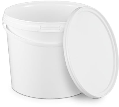 BenBow Bucket with lid 5l white 10x 5 liters - food-safe, stable, airtight, leak-proof, odourless - plastic bucket with handle - empty