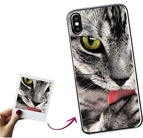Mookase Funda de Gel para iPhone X/XS Personalizada para tu móvil con Foto Imagen o Texto, Carcasa Personalizable, Gel Flexible, Trasparente, Regalo Original