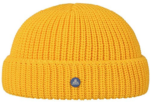 HAMMABURG Strick Dockermütze Damen/Herren - Made in Italy - Beanie mit Wolle - Mütze in Einheitsgröße - Herbst/Winter gelb One Size