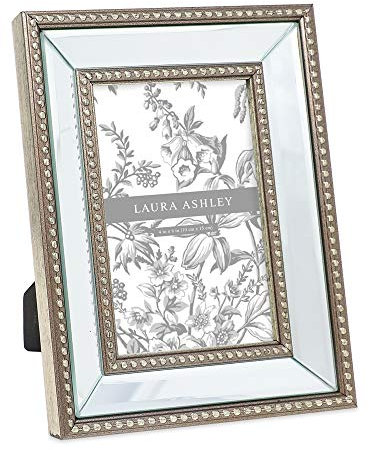 Laura Ashley Bilderrahmen, 10,2 x 15,2 cm, champagnerfarben, verspiegelt, mit Perlenrand, Wandmontage, für Tisch-Display, Fotogalerie und Wandkunst, Champagner