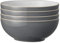 Denby - Elements Fossil Grey Cereal Bowls Set of 4 - Dishwasher Microwave Safe Crockery 820ml 17cm - Dark Grey, White Ceramic Stoneware Tableware - Chip & Crack Resistant Soup Bowls