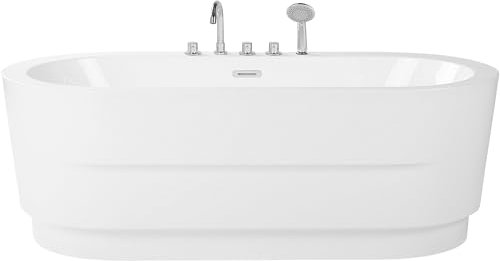 Bañera independiente blanca de acrílico sanitario ovalado individual 170 x 80 cm diseño moderno con grifo Empresa