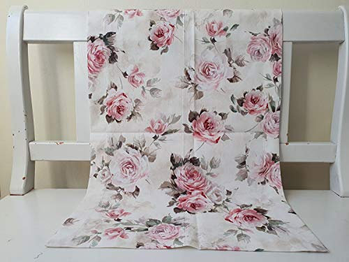 Arinosa Tischläufer Landhaus Rosen Rosa Grün 50x150 cm