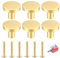 6 Stück Messing Türgriffe, runde Schrankgriffe, Möbelknöpfe, Ein Loch Knöpfe und Griffe, Schrank Türgriffe für Schränke, Schranktüren, Kommode Schublade, mit Befestigungsschrauben (Gold, 20*25mm)