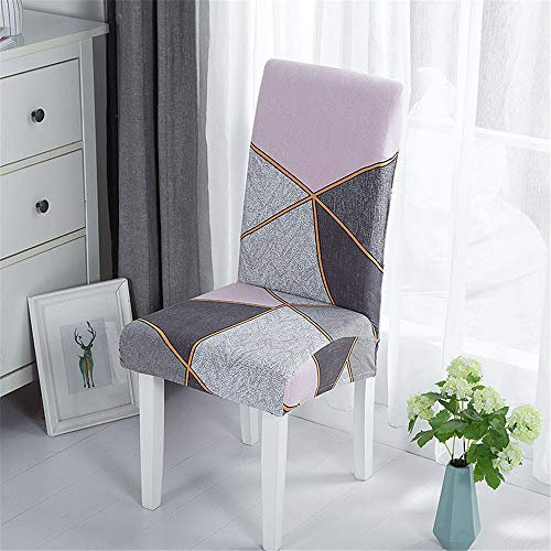 Morbuy Patchwork Stuhlhussen Set Stretch Beschützer Stuhlbezug Stuhlüberzug, Universal Elastische Spannbezug Hochzeit Weihnachten Partys Bankett Hotel Dekor (6 Stück,Grau rosa)