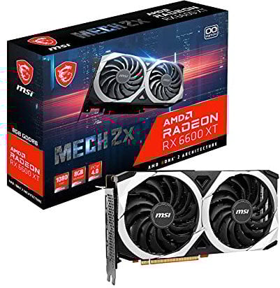 MSI Gaming AMD Radeon RX 6600 XT 128-bit 8GB GDDR6 DP/HDMI Dual Torx Fans FreeSync DirectX 12 VR Ready OC Graphics Card (RX 6600 XT MECH 2X 8G OC)