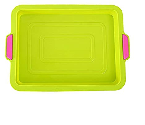 Casserole Cake Baking Pan Reusable Square Silicone Baking Pan High Temperature Resistant Non-Stick Mold Pan Bread Cake Mold DIY Pan Home Kitchen (Color : Green)