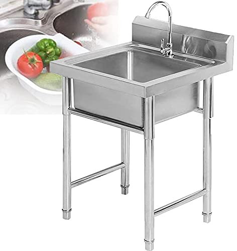 QQXY Fregadero Comercial,Fregaderos De Acero Inoxidable,Fregadero Bajo Encimera, para Cocina, Lavandería, Jardín, Garajes (Size : 60 * 60 * 80cm)