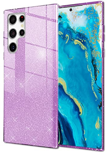 NALIA Glitzerhülle für Samsung Galaxy S22 Ultra - Hülle, Violetttraum