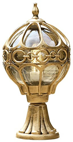 Mengjay Sockelleuchten Außen Retro Wegeleuchten, Aluguss Ball Glas Lampenschirm Garten Pfad Rasen Light, Aussen Kugel Antik 220V Wasserdichte IP23 Säulenlicht, Terrasse Landschaft Hof Außensäulenlicht