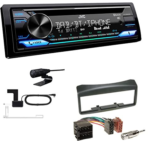 JVC KD-DB922BT 1-DIN Autoradio CD-Receiver Bluetooth DAB+ Digital Radio Einbauset passend für FIAT Multipla 2006-2010 schwarz