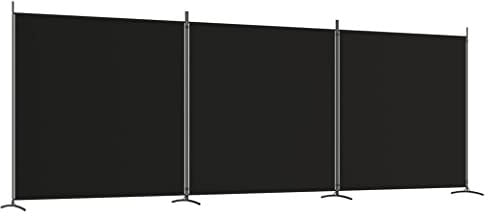 vidaXL Paravent 3-TLG. Raumtrenner Raumteiler Trennwand Umkleide Sichtschutz Spanische Wand Wohnzimmer Schlafzimmer Schwarz 525x180cm Stoff