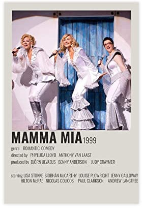 FISH DRAGATE Mamma Mia Filmposter 9 Leinwand Poster Wandkunst Dekor Bild Gemälde für Wohnzimmer Schlafzimmer Dekoration Rahmen Stil 50 x 75 cm