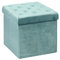 Bonlife Folding Velvet Ottoman Storage Cube,Footrest Stool Seat,Toy Chest Storage Box with Lid,Footstool for Living Room,Green,40x40x40cm