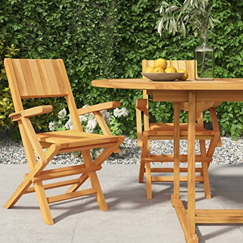 GuyAna Gartenstühle 2 STK. Klappbar 55x61x90 cm Massivholz Teak Gartenstuhl Metall