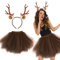 BOFUNX Damen Rentier Kostüm Rentier Geweih Haarreif mit Tüllrock Weihnachten Geweih Kostüm REH Kostüm Tierkostüm für Weihnachten Fasching Karneval Mottoparty XL