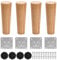 4 Pcs Holz Sofafüße 12cm 15cm, Massivholz Möbelbeine Schrankfüße, Ersatz Holz Tischbeine Rund Möbelfüße Tischfuß mit Montageplatten Schrauben Filzgleiter, Holzfüße für Möbel Tisch Stühle Sofa (15cm)