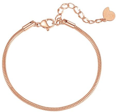 Happiness Boutique Damen Edelstahl Rundes Schlangenarmband | Elegante Basis Armkette | Wasserfestes Armband in Gold - Rosegold, Silber