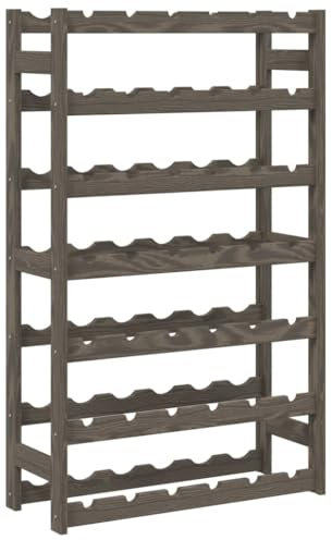 vidaXL Casier à Bouteilles pour 42 Bouteilles, Étagère à Vin avec Rangement, Casier à Bouteilles, Porte-Bouteilles, Moderne, Gris Bois de Pin Solide