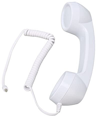 Retro Hörer, 3,5 mm Universal Vintage Retro Telefonhörer, Old School Handy Empfänger, Handy Hörer für Telefon, Strahlungssicher (White)