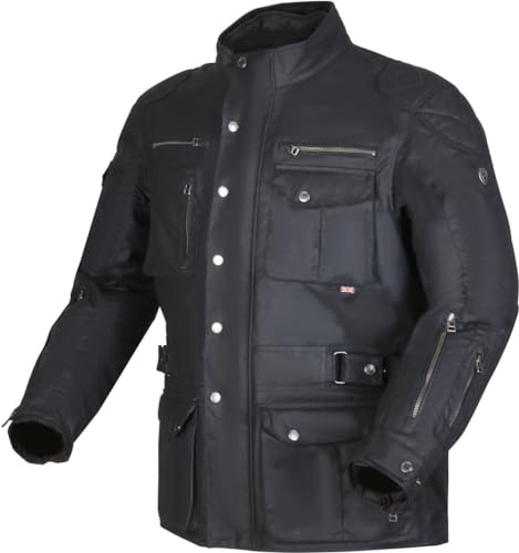 Modeka Matlock Motorrad Wachsjacke, schwarz, XL | Wasserabweisend