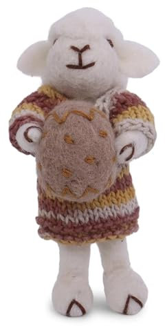 Én Gry & Sif handgefilztes Osterlamm Schaf mit Ornament - Lämmchen - Anhänger aus Filz - Ostern-Deko - fair Trade Handmade … (Lamm buntes Kleid Ei)