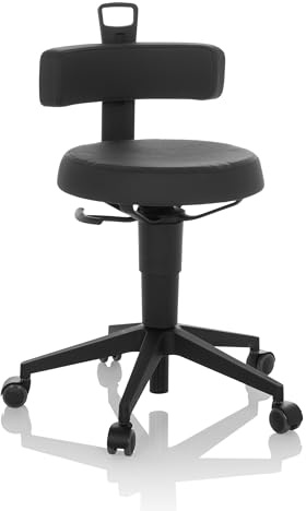 hjh OFFICE Balancestuhl höhenverstellbar TOP Work Flex PU beweglicher Arbeitshocker mit Rückenlehne, Kunstleder Schwarz