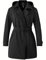 Wantdo Femme Trench-Coat Grande Taille Veste Coupe-Vent Manteau Imperméable pour Femmes avec Capuche Amovible Trench mi-Long à Double Boutonnage et à Revers Noir 56-58