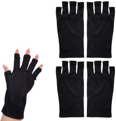 UCUNJIA 2 pares de guantes de uñas anti-UV, guantes sin dedos para mujer, guantes anti-UV, guantes de manicura para mujer, guantes profesionales de manicura anti-UV