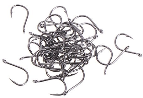 Angelhaken aus Karbonstahl, mit Widerhaken, Karpfenzubehör, Größe 6, ohne Widerhaken, 50 Stück