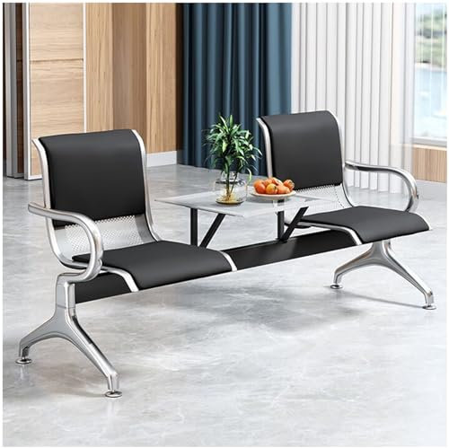 Warteraum Stühle mit 3 Sitzplätzen, Sitzbank für Wartezimmer mit Tisch und Armlehnen, Besucherstuhl aus Leder, Gartenbank aus Stahl, Empfangsstühle für Flughafen Krankenhaus Bank Büro