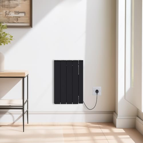 NRG 1000W Electric Ceramic Radiator with Wi-Fi Model Portable Plug in Electric Heater Free Standing or Wall Mountable Black