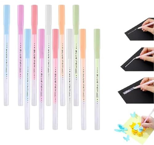 GraceGrip 12PCS Precision Glue Pens - Quick Drying Color Roller Spot Glue Pens for Scrapbooking & Crafting