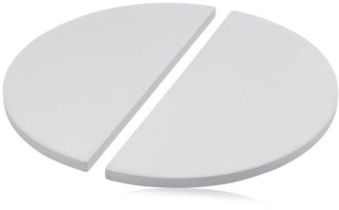 Half-Moon Heat Deflector Plates for Kamado Joe Classic I, II, III, Replacement Parts KJ-HDP Indirect Cooking Cordierite Heat Deflector Plates Accessories for Kamado Joe 18 Grill Smoker, White 2-Pack