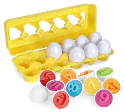 Juguete Huevos Encajables, dellyy Juego de Huevos Niños, Juego de Clasificación Montessori, Huevos Juguetes Niños, Clasificación de Colores y Formas, Montessori Regalos para Niños y Niñas