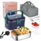 Heated Lunch Box 60W Electric Lunch Box, 12V/24V/220V Thermal Lunch Box 1.8L Heated Lunchbox with Carry Bag Fork Spoon, Stainless Steel Electric Lunch Box Food Heater for Car Truck & Home Office