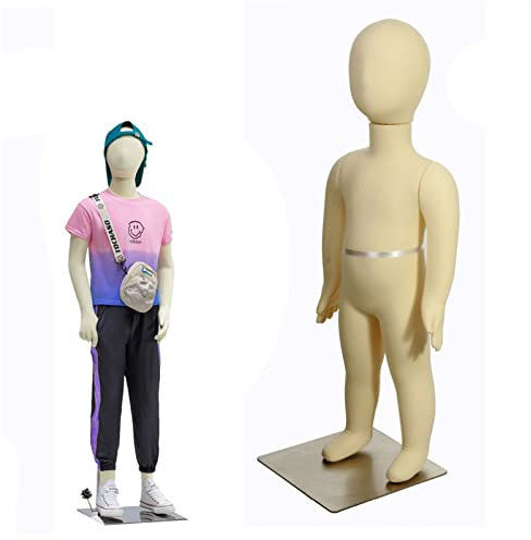 Ansteckbare Schaufensterpuppe Torso-Schaufensterpuppe aus Schaumstoff, Ganzkörper für Kinder im Alter von 1–14 Jahren, weiche Kinderschaufensterpuppe zum Nähen mit Ständer und Armen und Beinen,