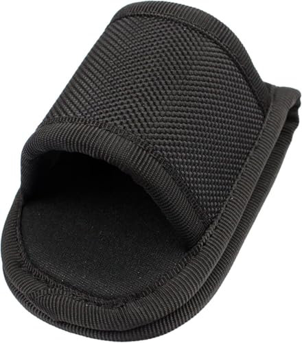 Kompakter Leuchthalter, D-Zellen, PU-Leder, Nylon, gewebt, Taschenlampen-Tasche, Zubehör, D-Zellen, Taschenlampenhalter, Gürtelclip, Taschenlampenhalter, Schwarz