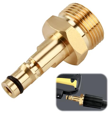 M22 Pressure Washer Plug, Brass Quick Connect Coupler, Plug-in Nipple Hose Adapter Convert Tool Compatible with Karcher Washer Gun Hose Pipe (M22 14MM)