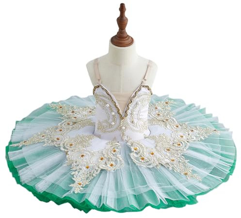 purpleq Kinder Ballett Tanz Kostüme Grün Weiß Mädchen Ballett Tutu Ballerina Frauen Gymnastik Trikot Professionelle Schwanensee Kostüme Kleid
