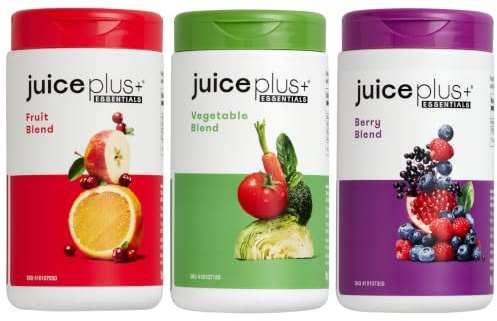 Juice Plus+ Fruit, Vegetable & Berry Blend: Nutrient-Packed Supplement from Fruits, Berries, Greens and Plant-Based Vitamins for Immune Function - Prepacked 3 bottles (60 Adult Servings Each)