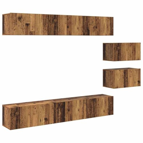 vidaXL TV Cabinet Set 8 pcs Old wood 60 x 30 x 30 cm Engineered wood, Modern Living Room, Stylish Wall Unit, Multi-Functional Storage, Sophisticated Media Center, Compact Interior Design
