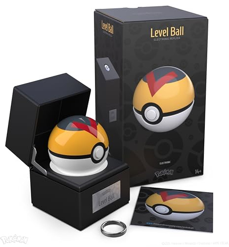 The Wand Company Réplica Original de Poké Ball auténtica, Realista, electrónica, fundición a presión con características de luz de Vitrina, con Licencia Oficial de Pokémon