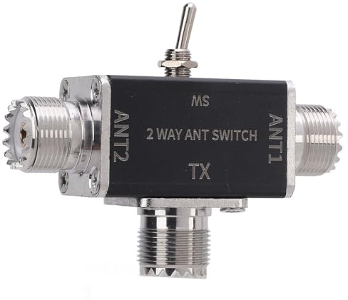 Jeffergarden 2 Way Antenna Switch 1 Input 2 Output 100W Power 0-50MHz Aluminum Alloy Manual Antennae Transfer Switch SO239 Interface for HAM Radio Use