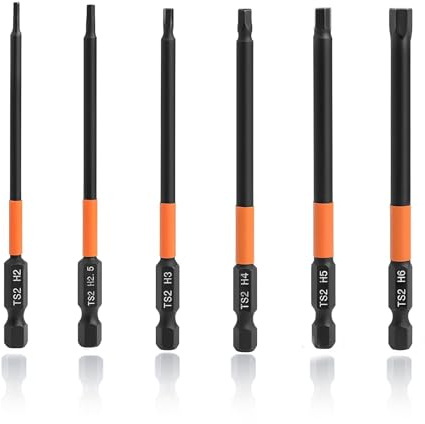 6Pcs Hex Allen Key Drill Bit Set, S2 Steel 1/4 Inch Hex Shank Set, 100mm Magnetic Allen Key Impact Driver Wrench Drill Bits, H2/H2.5/H3/H4/H5/H6 Wrench and Screwdriver Set