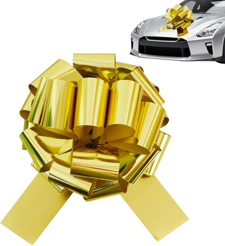 TONIFUL 20 Inch Gold Large Bow Giant Big Pull Bow for Car, Bikes, Table, Big Toys, Applicants, Front Door Decor, Gift Wrapping, Christmas Tree & Party Decoration