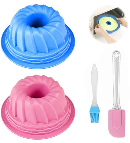 2 Stück Gugelhupfform Silikon, Silikon Backform Gugelhupf Ø 15 cm | Wiederverwendbare Gugelhupfform, Backformen Antihaftbeschichtet zum Backen von Kuchen, Gelees, Pralinen und Vielem Mehr