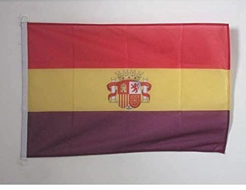 BANDERA NAUTICA ESPAÑA REPUBLICANA CON ESCUDO 45x30cm - Pabellón de conveniencia DE LA REPUBLICA ESPAÑOLA 30 x 45 cm anillos - AZ FLAG
