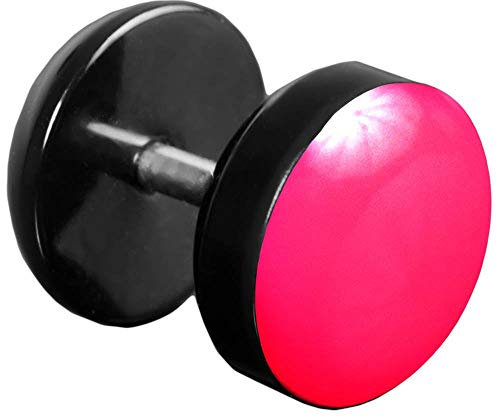 viva-adorno® 1 Stück Fake Plug Ohrstecker Edelstahl Acryl schwarz mit farbig emaillierter Front Z465 Schwarz/Neon Pink