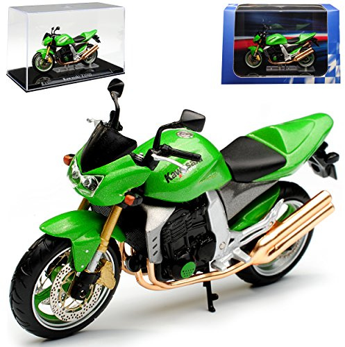 Atlas Kawasaki Z1000 Grün mit Sockel und Vitrine 1/24 Modell Motorrad